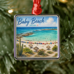 Baby Beach Aruba Caribbean Travel souvenir Metal Ornament
