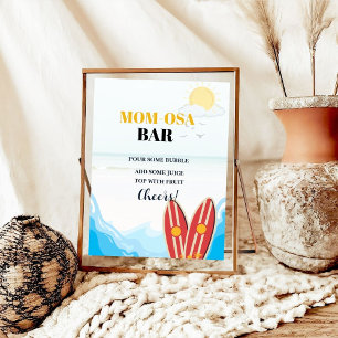 Baby beach surfing board baby shower Favour sign