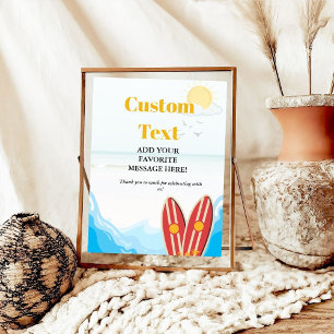 Baby beach surfing boardbaby shower Favour sign