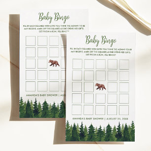 Baby Bear And Pine Trees Baby Bingo Baby Shower