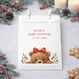 Baby Bear And Rowan Berries Baby Shower Favour Bag