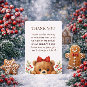 Baby Bear And Rowan Berries Baby Shower Thank You Card