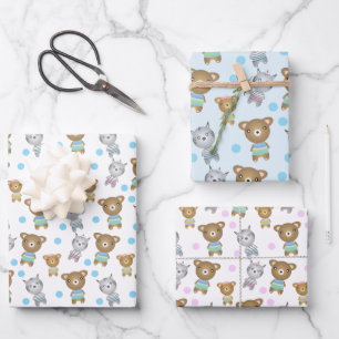 Baby Bear And Zebra Wrapping Paper Sheet