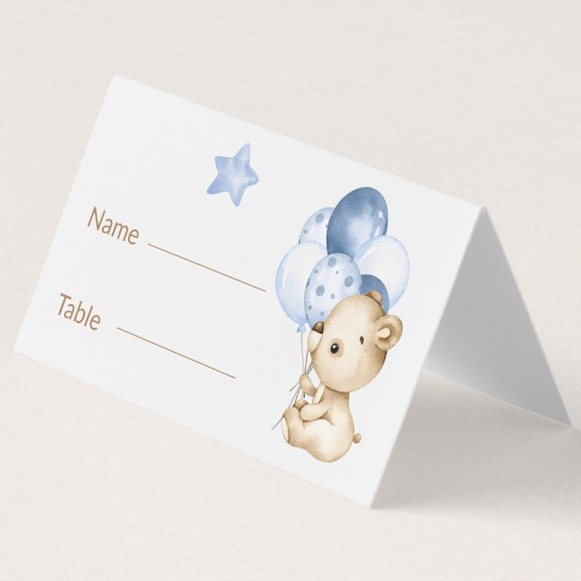 Baby Bear Baby Boy Baby Shower Table Cards (Creator Uploaded)
