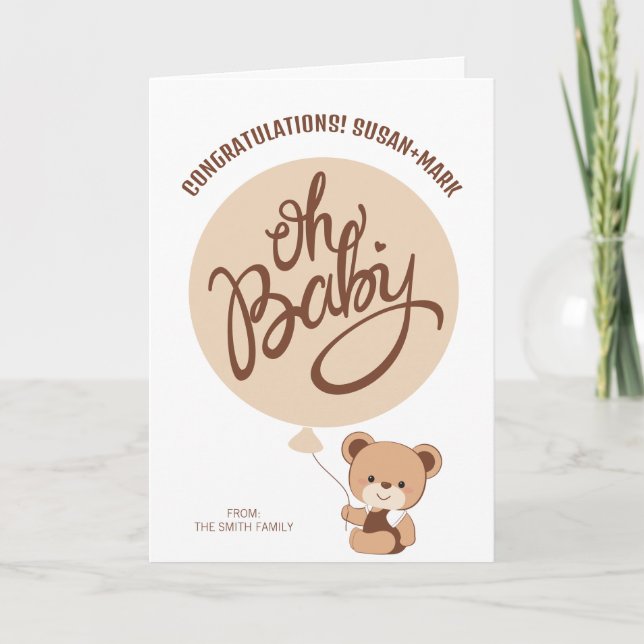 Baby Bear Baby Shower Congratulations Card (Front)