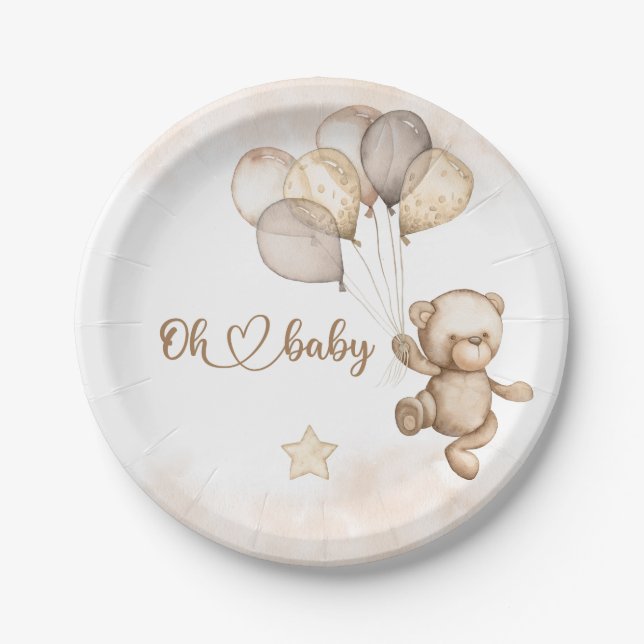 Baby Bear Baby Shower Paper Plate (Front)