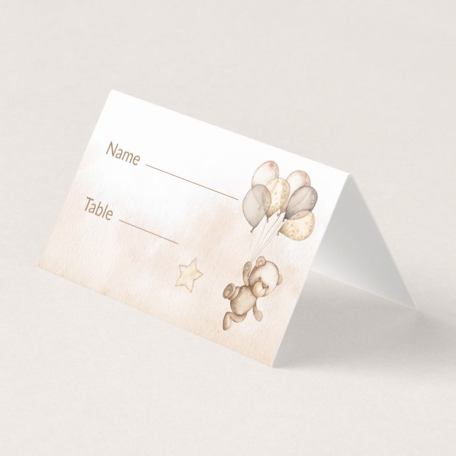 Baby Bear Baby Shower Table Cards (Front)