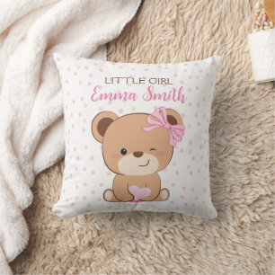 Baby Bear Baby Throw Pillow for Girl