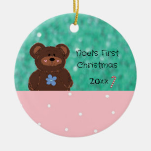 Baby Bear Baby's First Christmas Ceramic Ornament