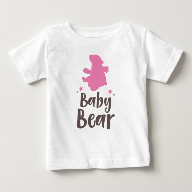 Baby Bear, Bear Cub, Cute Bear, Little Bear - Pink Baby T-Shirt (Front)