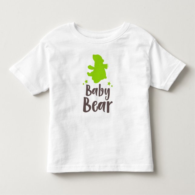 Baby Bear, Bear Cub, Cute Bear, Stars - Green Toddler T-Shirt (Front)
