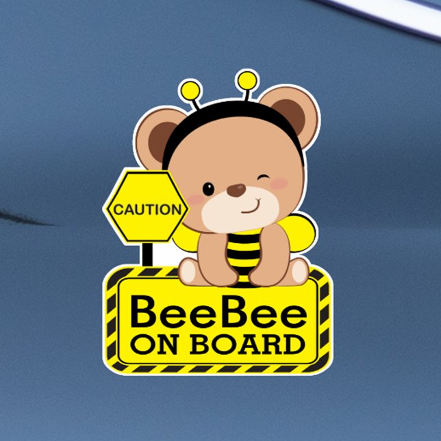 Baby Bear Bee Costume Baby On Board Car Sticker (Creator Uploaded)