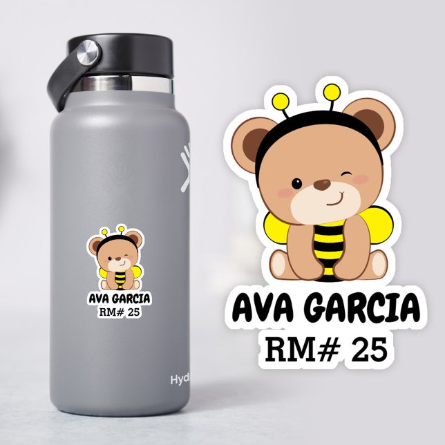 Baby Bear Bee Costume School Bottle Sticker (Creator Uploaded)