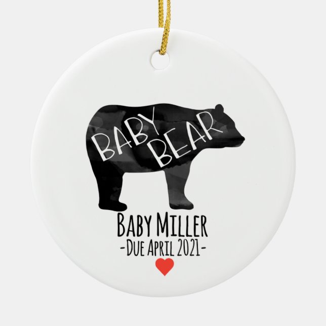 Baby Bear Birth Announcement Ornament (Front)