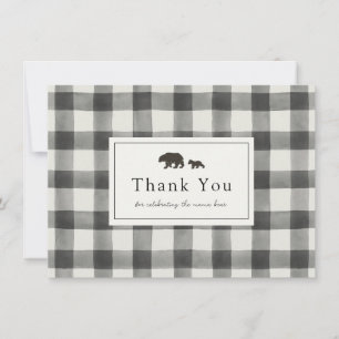 Baby Bear Black and White Plaid Thank You