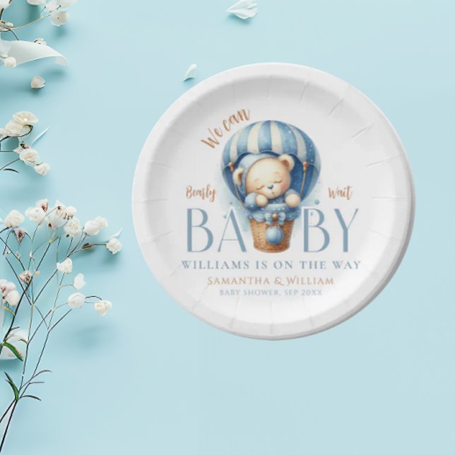 Baby Bear Blue Balloon Ride Paper Plate (Creator Uploaded)