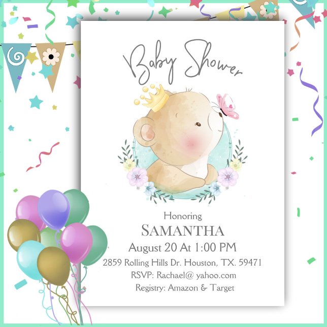 Baby Bear Blue Boy Baby Shower Invitation (Creator Uploaded)