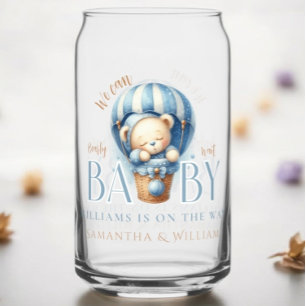 Baby Bear Blue Hot Air Balloon Ride Can Glass