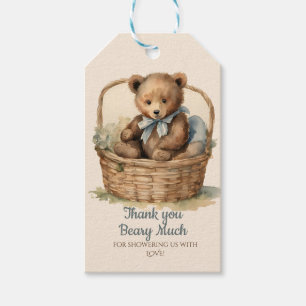 Baby Bear Boy Baby Shower Thank You Beary Much Gift Tags