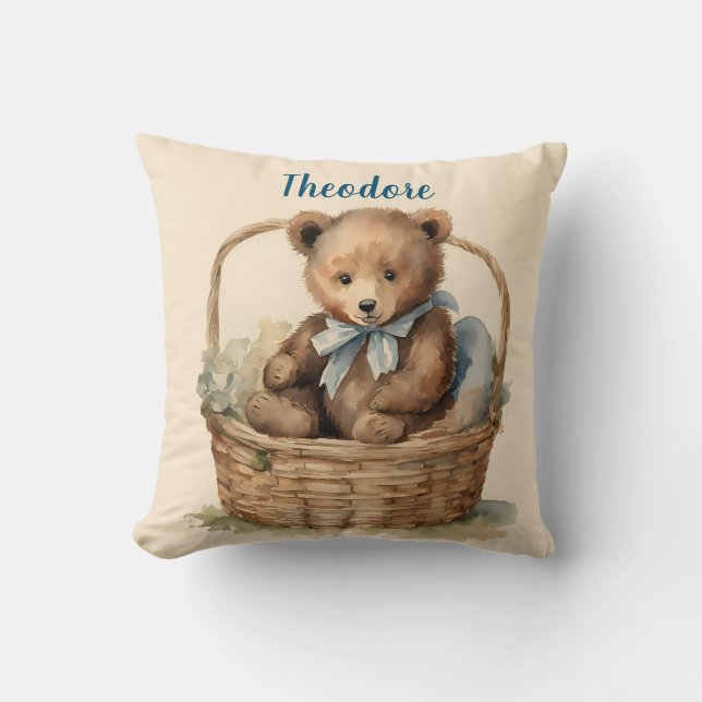 Baby Bear Boys Personalised  Cushion (Front)