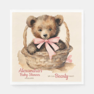 Baby Bear Cub Girls Baby Shower Napkin