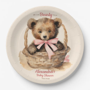 Baby Bear Cub Girls Baby Shower Paper Plate