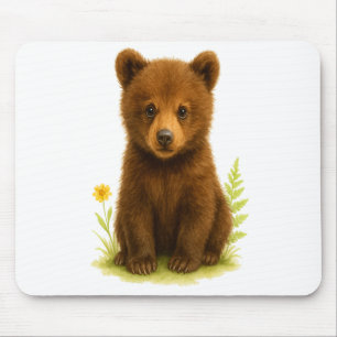 Baby Bear Cub in the Wildflowers Mouse Pad
