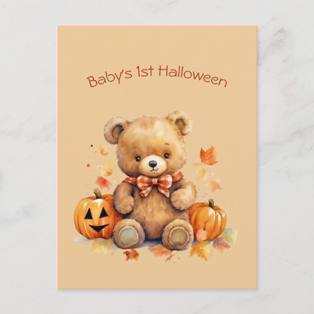 Baby Bear First Halloween Greeting Holiday Postcard (Front)