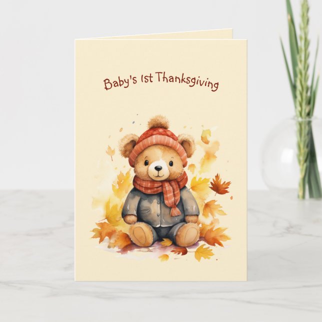 Baby Bear First Thanksgiving Greeting Card (Front)