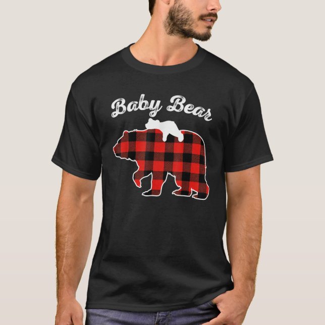 Baby Bear Flannel Red Plaid Pajama Family Matching T-Shirt (Front)