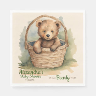 Baby Bear Gender Neutral Bearly Wait Baby Shower Napkin