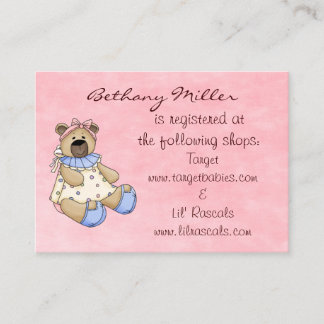 Baby Bear Gift Registry Card