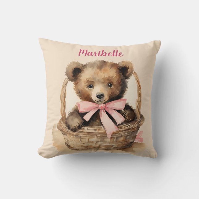 Baby Bear Girl Personalised  Cushion (Front)