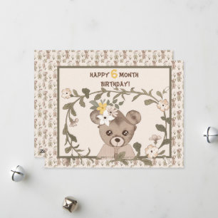 Baby Bear Half Year Birthday Card Boy or Girl 