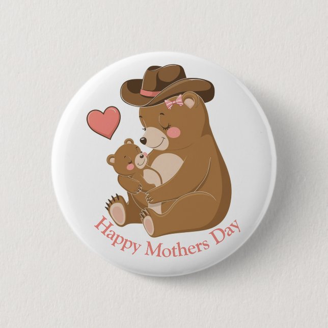Baby Bear Happy Mother's Day 6 Cm Round Badge (Front)