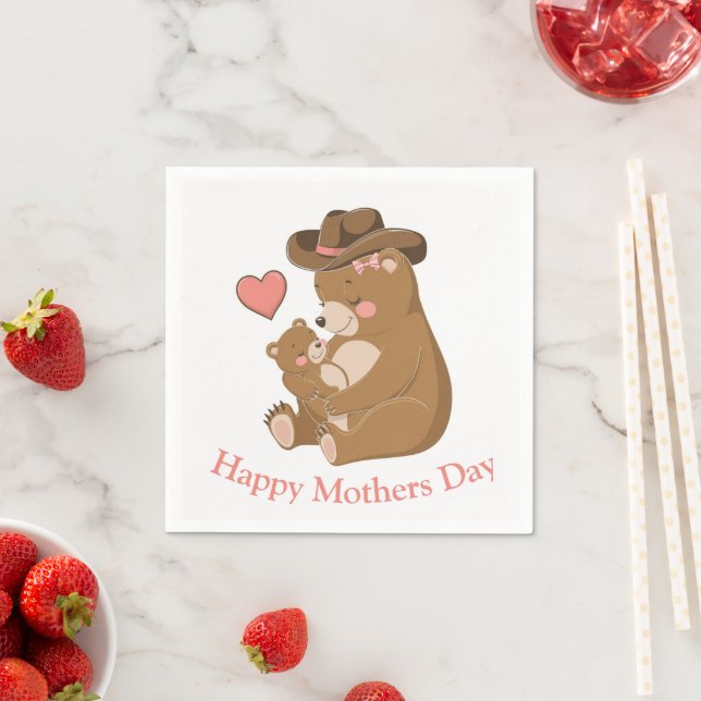 Baby Bear Happy Mother's Day Napkin (Insitu)