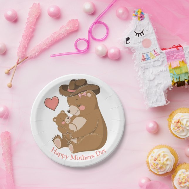 Baby Bear Happy Mother's Day Paper Plate (Party)