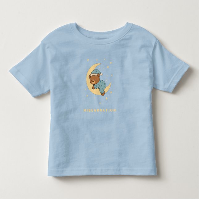 Baby Bear Hibernating on Moon Toddler T-Shirt (Front)