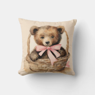 Baby Bear in a Basket Girl Cushion