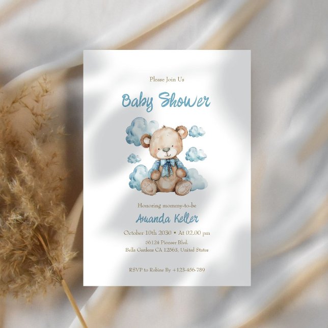 Baby Bear in the Clouds Baby Shower Invitation (Creator Uploaded)