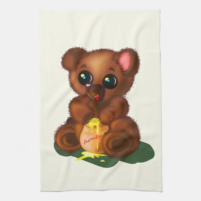 Baby Bear Kitchen Towel Your Colours - Text (Vertical)
