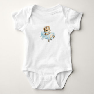 Baby Bear Pilot Airplane Cute Baby Bodysuit | Ador