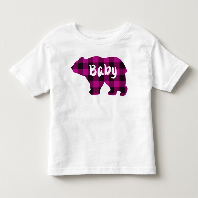 Baby Bear Pink and  Black Country plaid Throw Pill Toddler T-Shirt (Front)