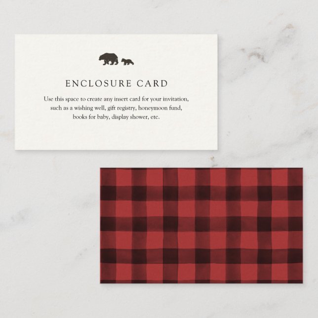 Baby Bear Red Buffalo Plaid Enclosure Card (Front/Back)