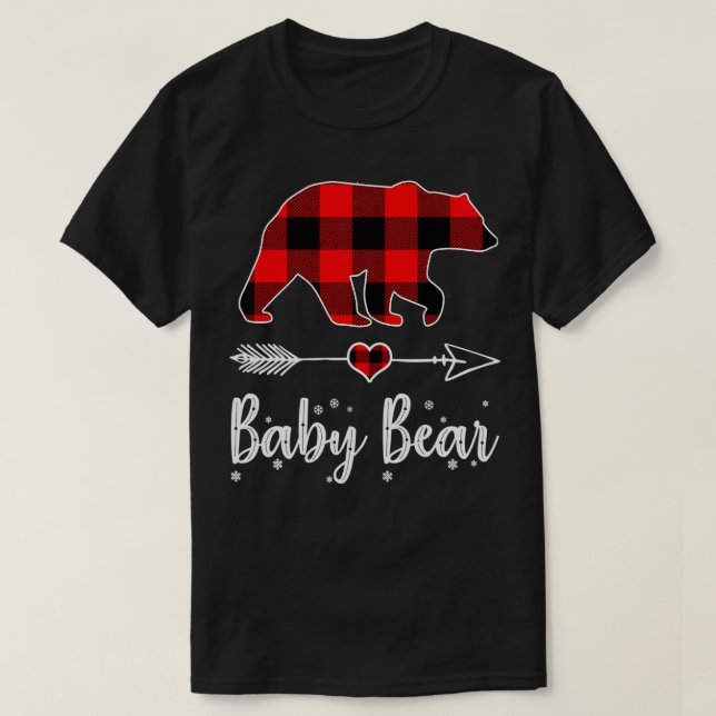 Baby Bear Red Plaid Christmas Pajama Family Gift  T-Shirt (Design Front)