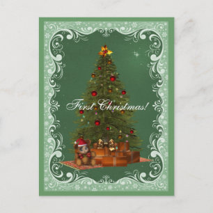 Baby Bear Santa First Christmas Postcard
