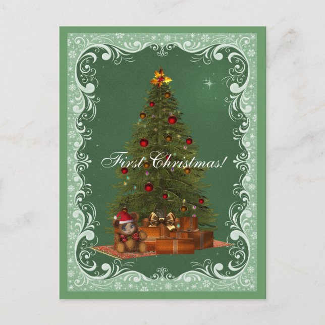 Baby Bear Santa First Christmas Postcard (Front)