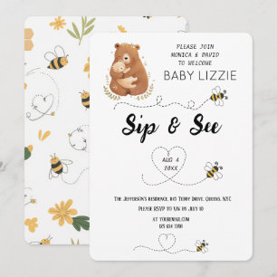 Baby Bear Sip & See Personalised Invitation