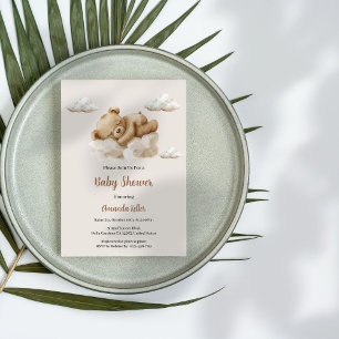 Baby Bear Sleep  Cloud Boho Baby Shower Invitation