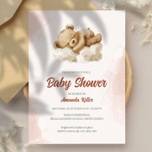 Baby Bear Sleep Cute Baby Shower Invitation